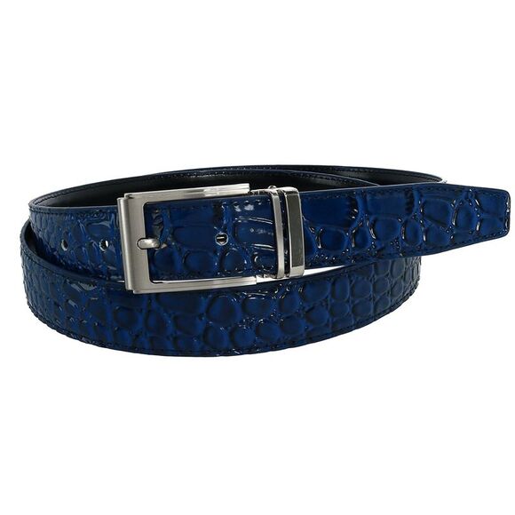 CTM Big & Tall Leather Croc Print Dress Belt with Clamp On Buckle - Picture 1 of 3